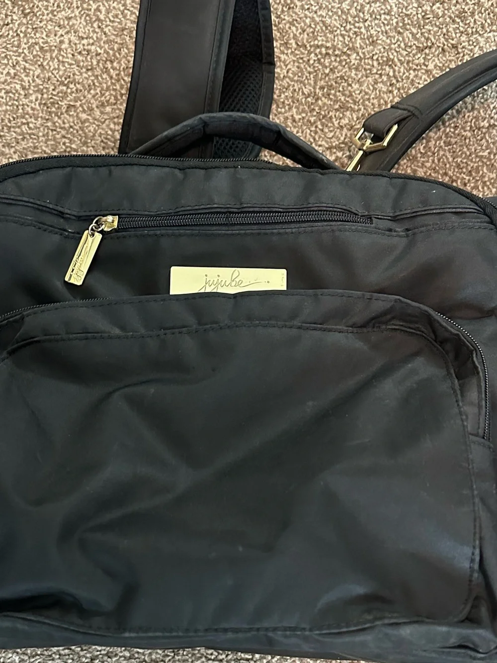 JuJuBe Black Convertible Diaper Bag Backpack Messenger Tote
